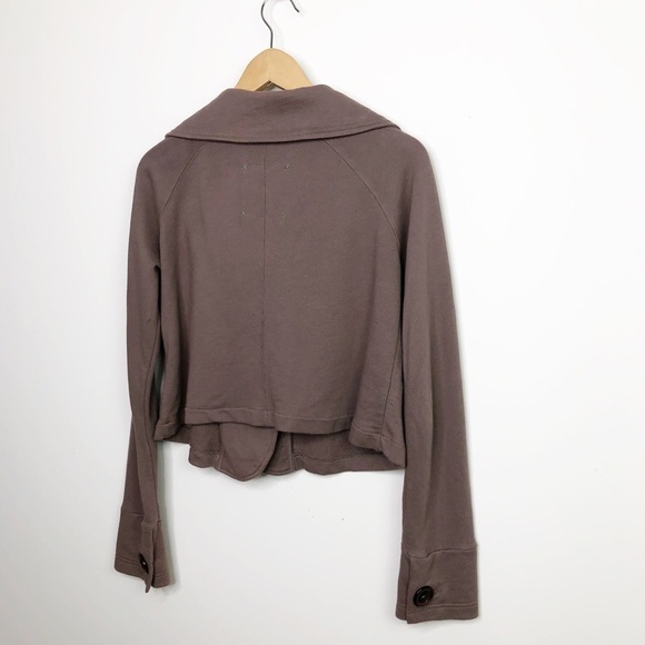 ALLIHOP by Anthropologie brown three button cropped jacket - Picture 6 of 9